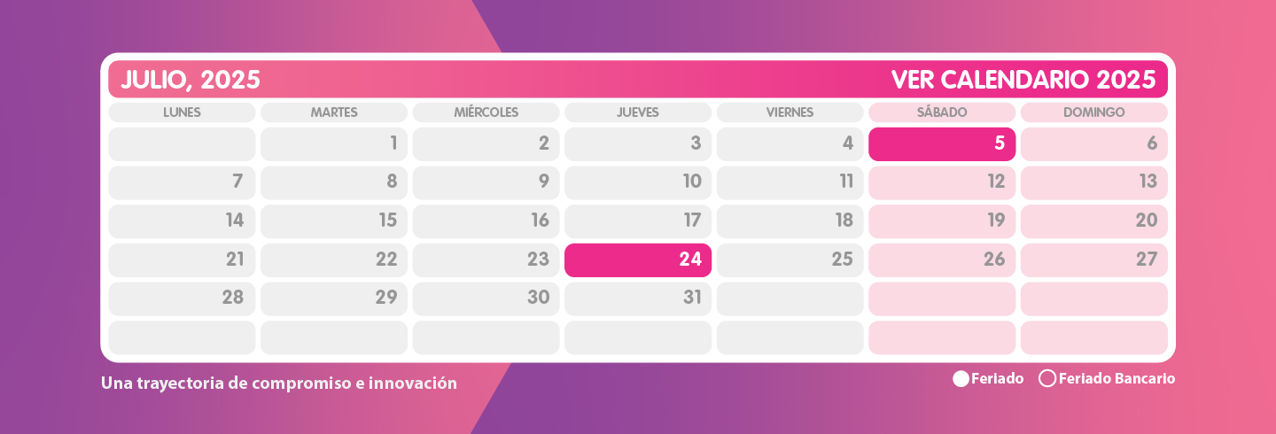 Calendario Julio 2025
